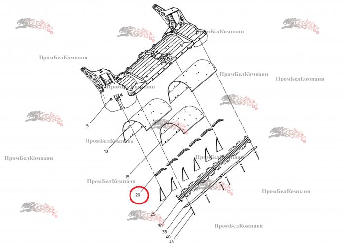 Картинка запчастей: Клин 006.00665 для свеклоуборочного комбайна Grimme Rexor 620/630